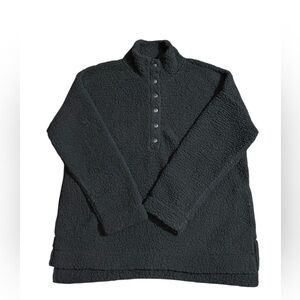 aerie women’s Black Sherpa Snap-Button up Pullover size medium